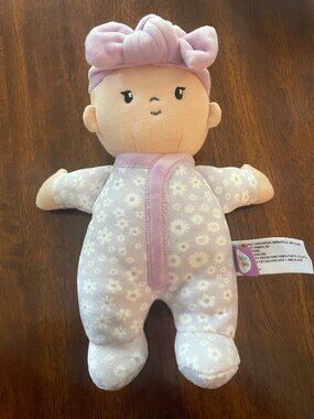 Gigglescape Giggle Scape Plush Baby Doll Girl Purple Flower Soft Lovey Floral 8"